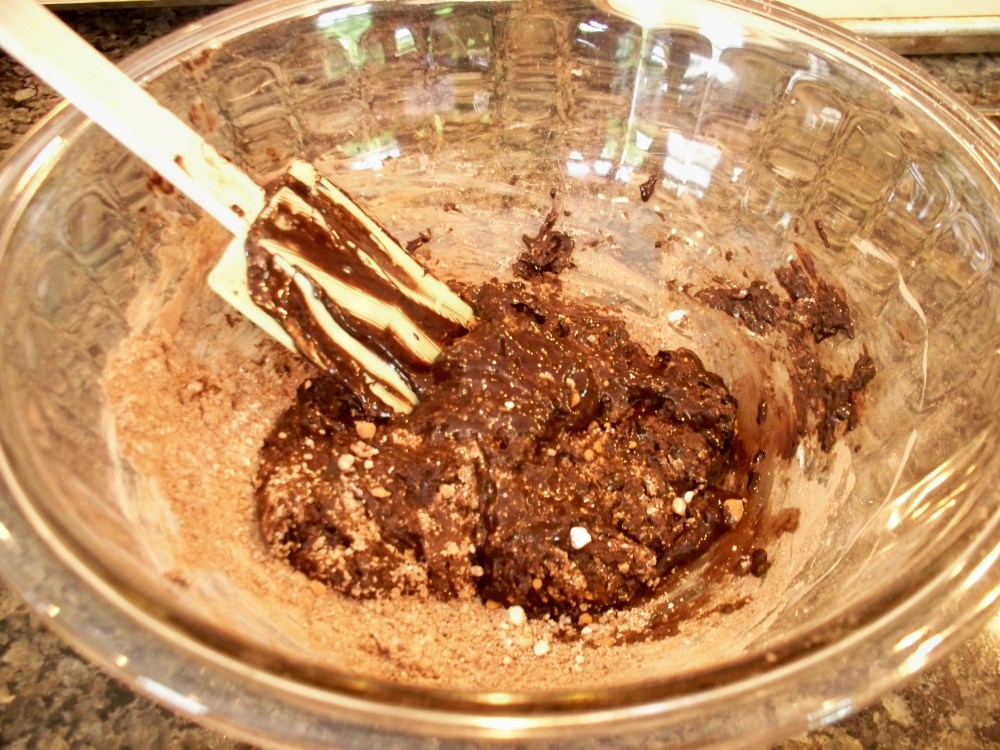 Mixing Flourless Fudge Cookies