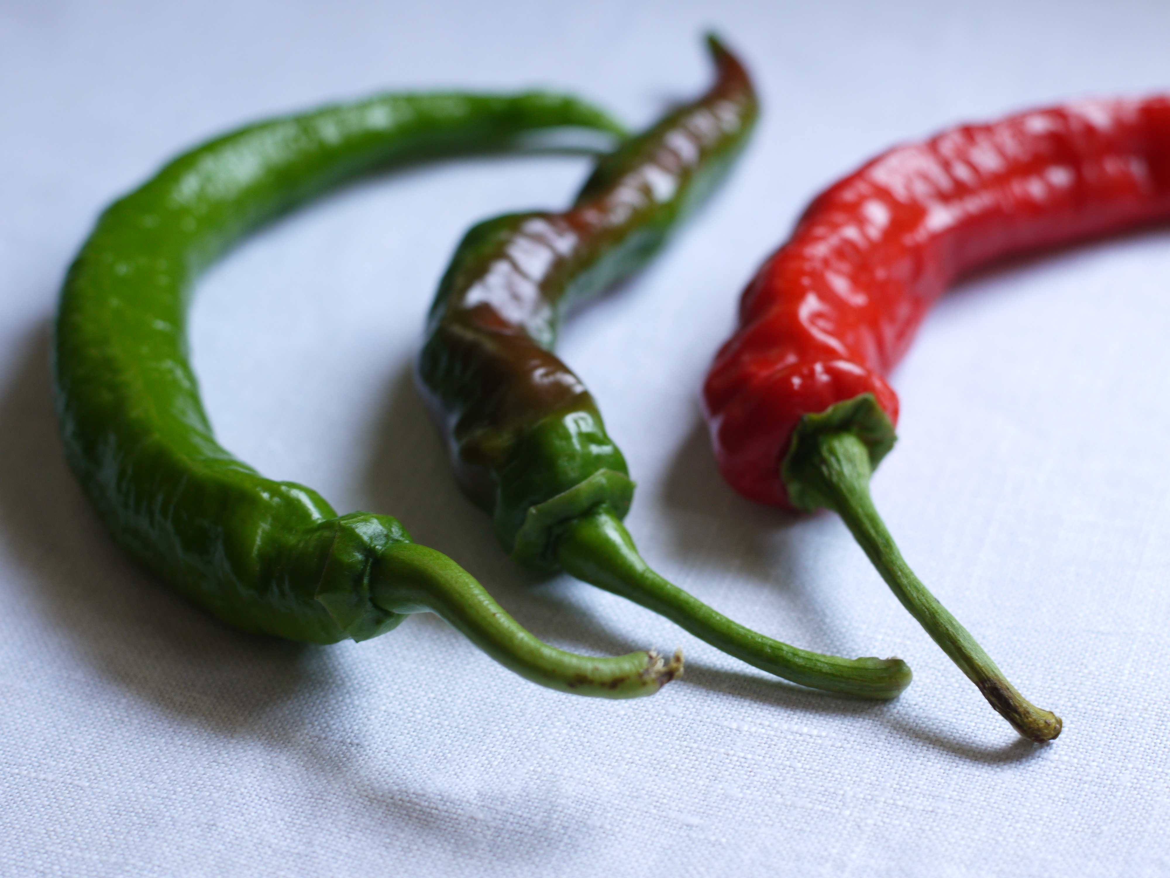 Green and Red Cowhorn Peppers