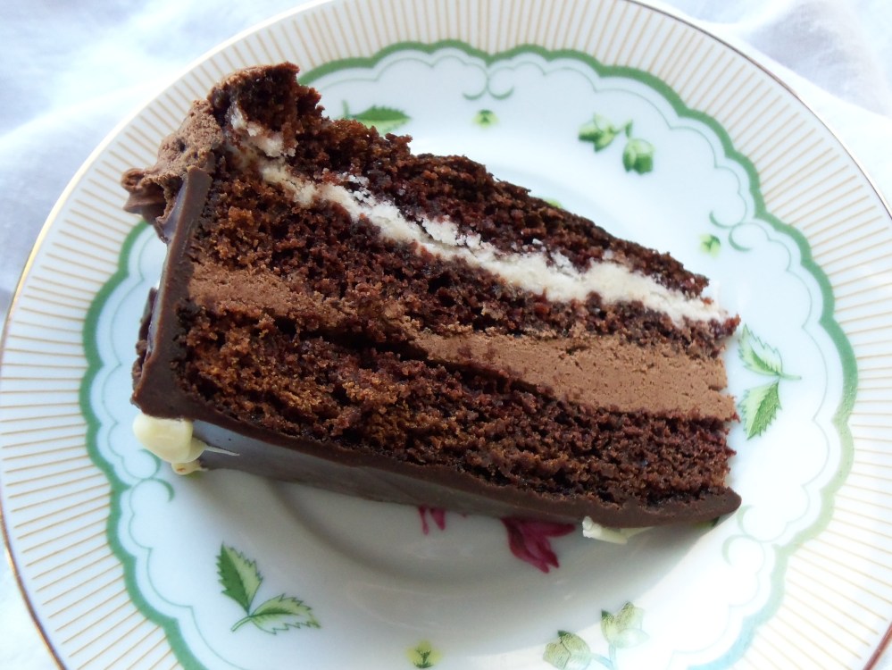Slice of Chocolate Ganache Opera Cream Cake