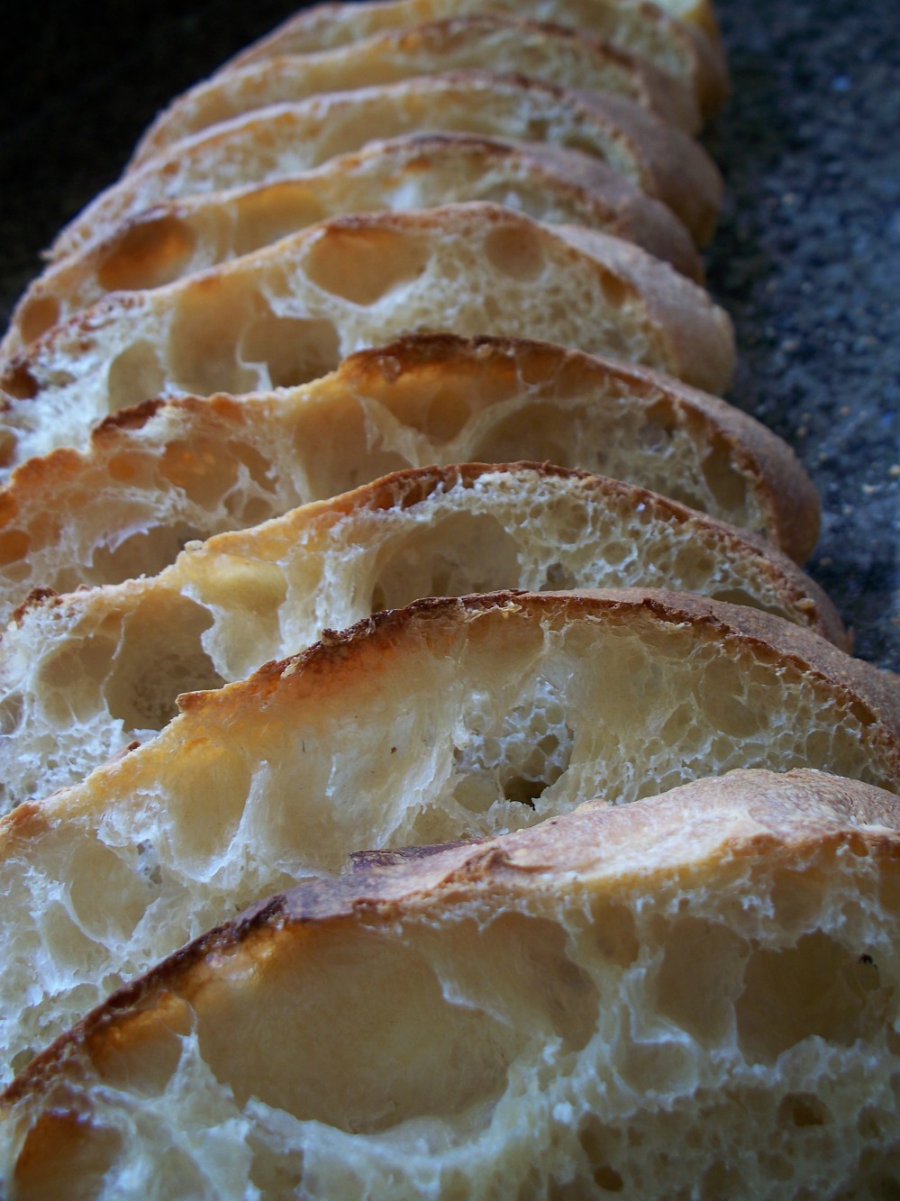 Sliced No Knead Bread Rustic Bread