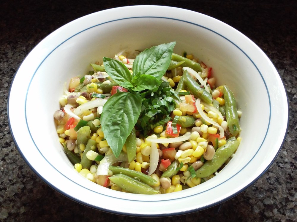 Basil Corn and Bean Salad Purple Hull Peas