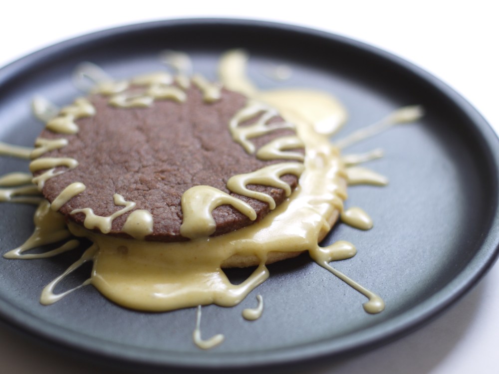 Chocolate and Vanilla Sugar Cookies with Turmeric Glaze