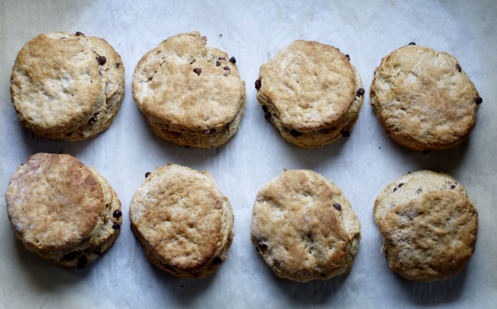 baked biscuits on baking sheet