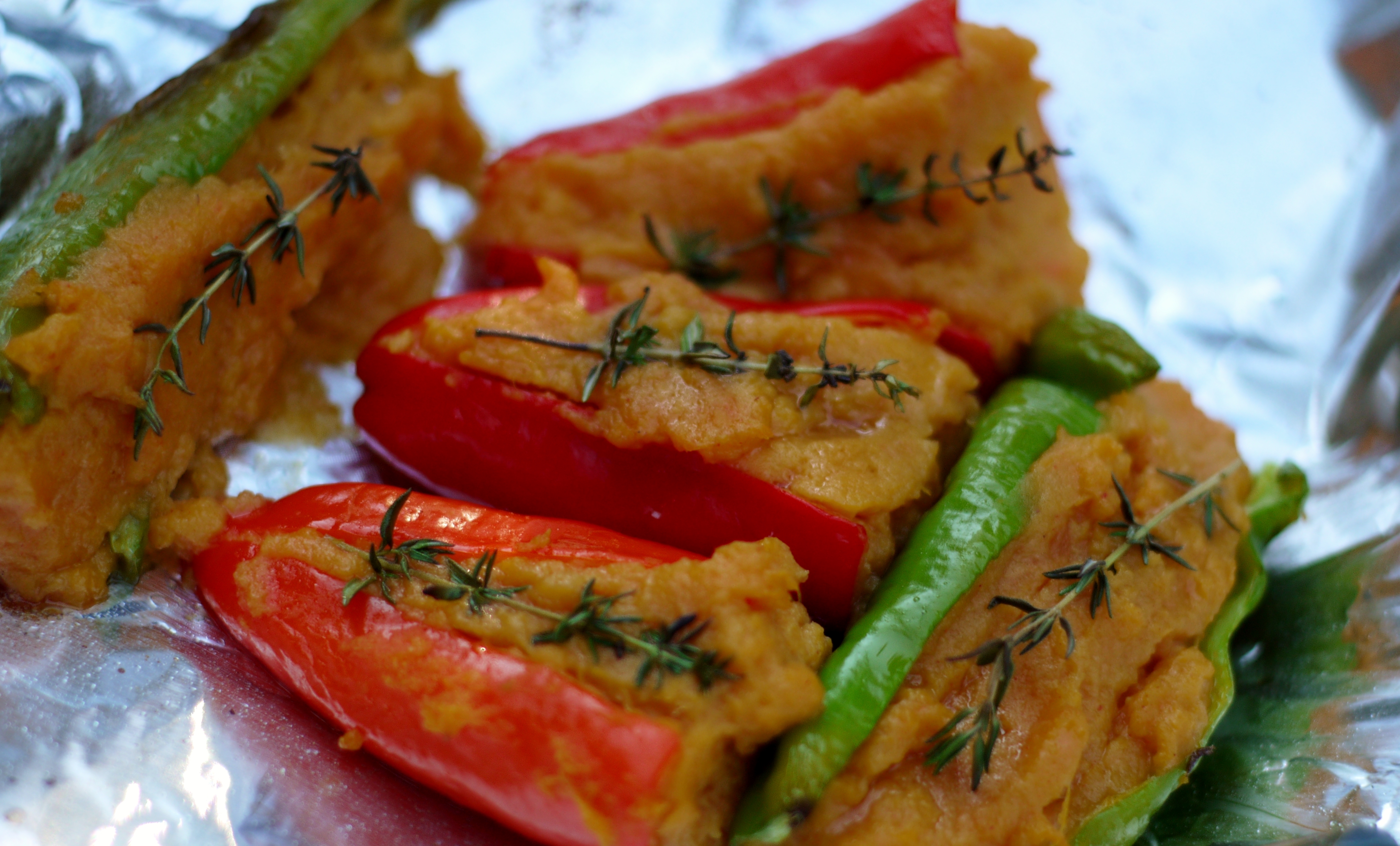Sweet Potato Stuffed Cowhorn Peppers
