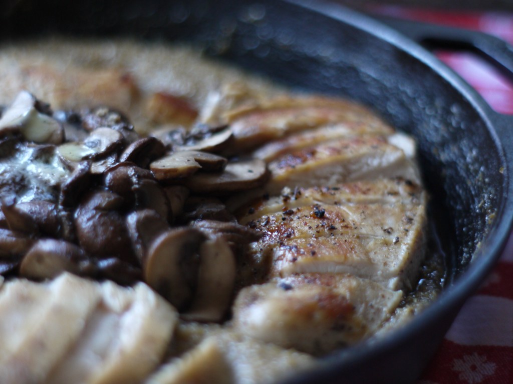 Chicken & Mushroom Grits Skillet Closeup